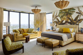 Guest suite bedroom of Naples penthouse designed by Suzanne Lovell