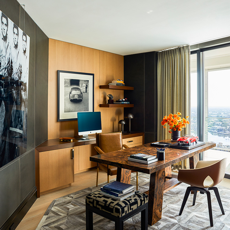 Home office of Naples penthouse designed by Suzanne Lovell