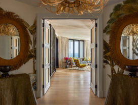 Guest suite hallway of Naples penthouse designed by Suzanne Lovell