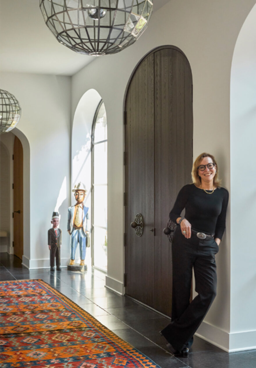 Suzanne Lovell in the entryway of a residence she designed on Chicago's North Shore